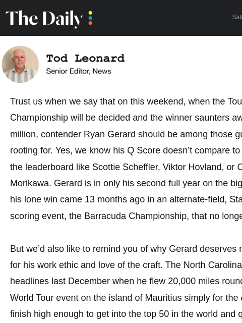 golfdigest newsletter: Here’s an underdog to root for in Tour Championshi...