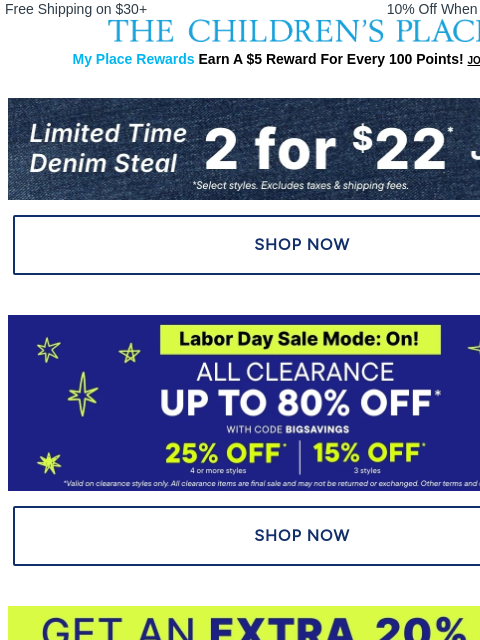 childrensplace newsletter: 2 for $22 Jeans + up to 80% Off Clearance = MAJOR ...