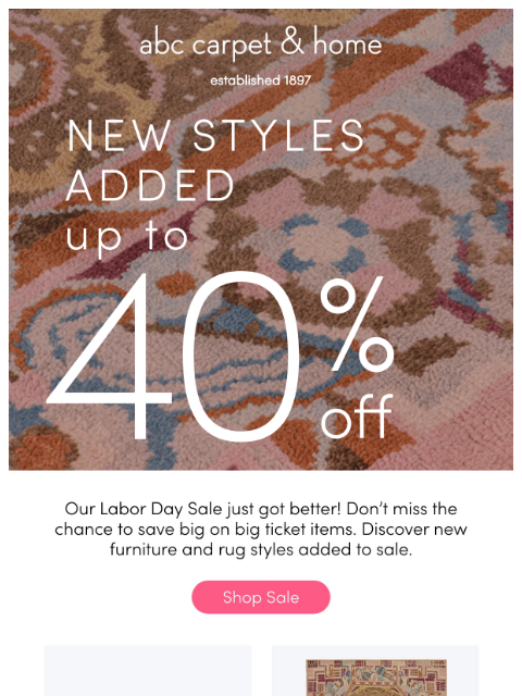 abchome newsletter: Our Labor Day Sale Just Got BIGGER
