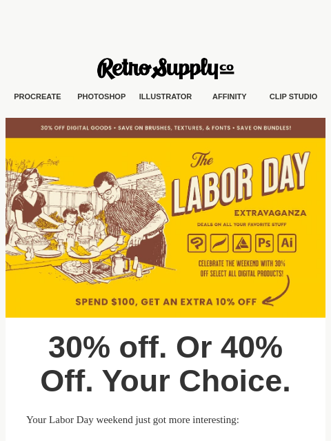 retrosupply newsletter: Up to 40% off this weekend only
