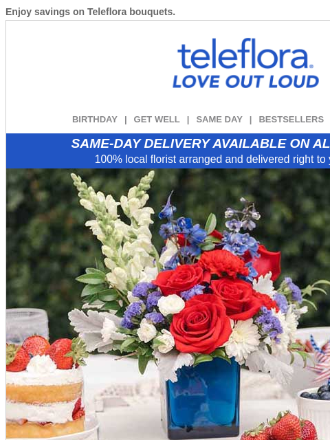teleflora newsletter: Labor Day Savings 🎉 20% Off Now