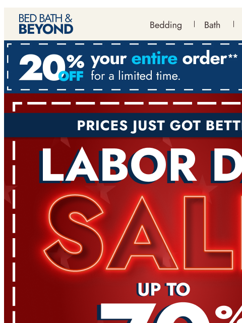 bedbathandbeyond newsletter: Up to 70% off?! Prices got even better 🤯