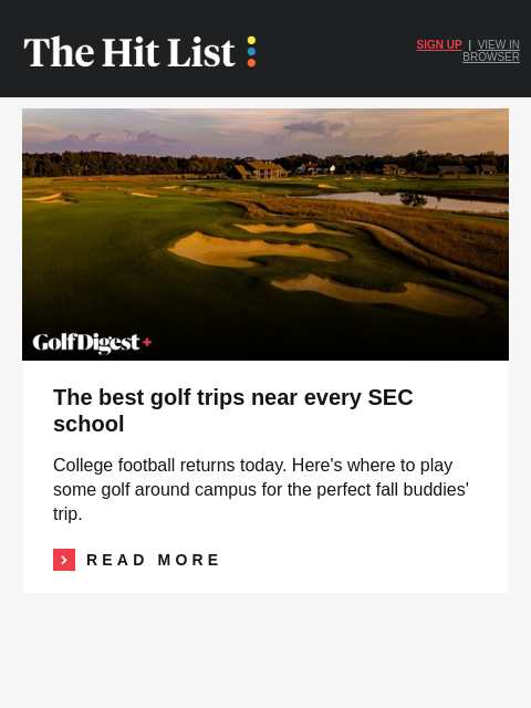 golfdigest newsletter: Ernie Els challenges Tiger Woods