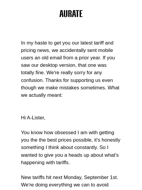 auratenewyork newsletter: Oops! We hit send too early