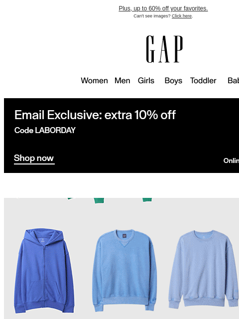 gap newsletter: SWEATS IN NEW COLORS