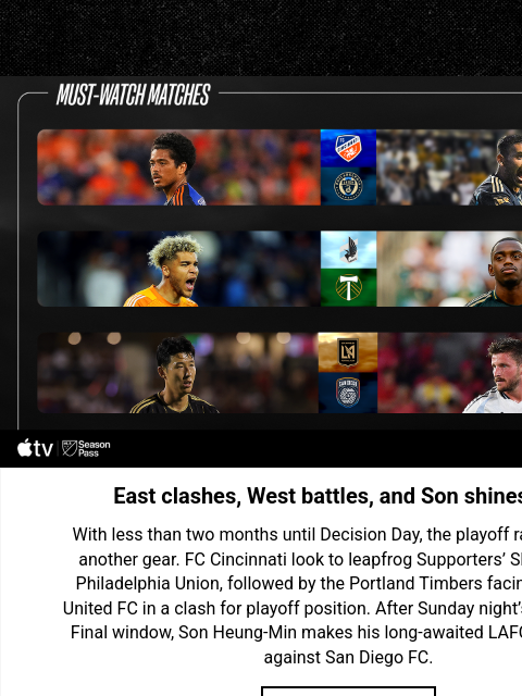 mlssoccer newsletter: Playoffs chase intensifies and Son finally heads h...