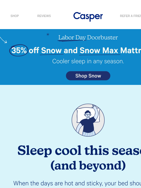 casper newsletter: Overheating at night? We can help.