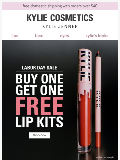 kyliecosmetics newsletter: ICYMI: BOGO FREE lip kits 🌟