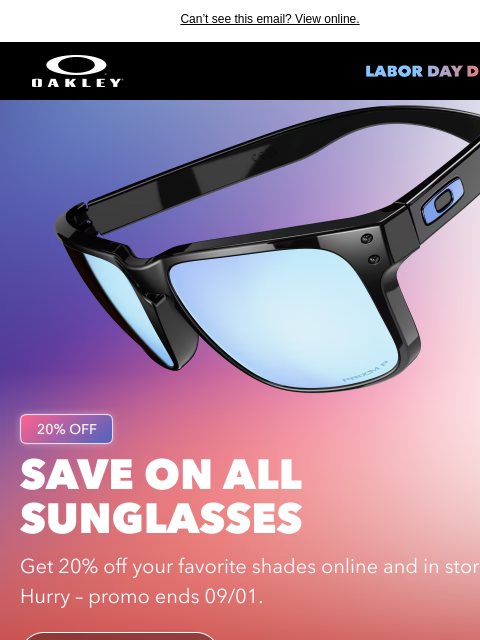 oakley newsletter: 20% Off All Sunglasses