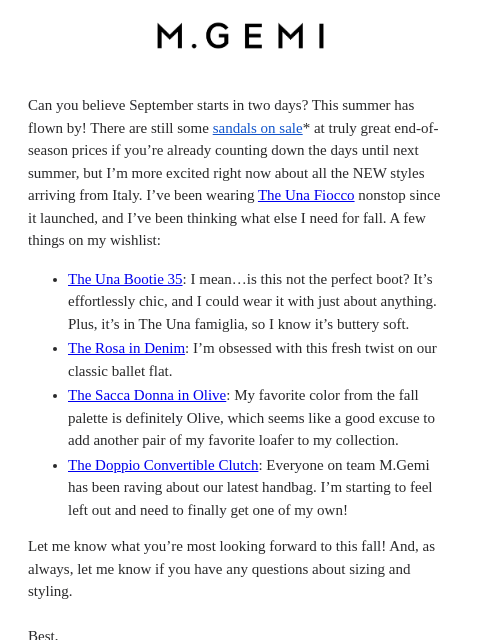 mgemi newsletter: My Fall Wishlist