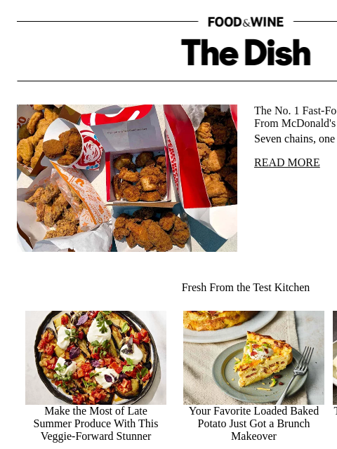 foodandwine newsletter: The No. 1 Fast-Food Chicken Nuggets Aren't From Mc...