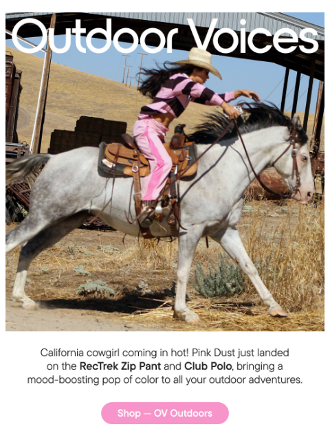 outdoorvoices newsletter: PINK DUST HORSEPOWER