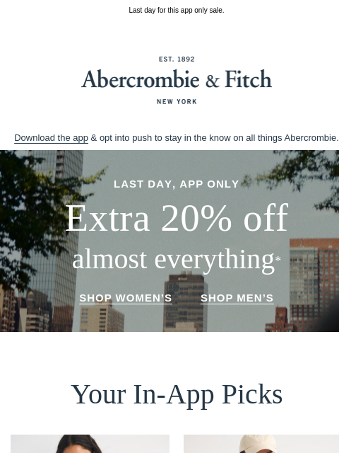 abercrombie newsletter: Going, going, almost gone.