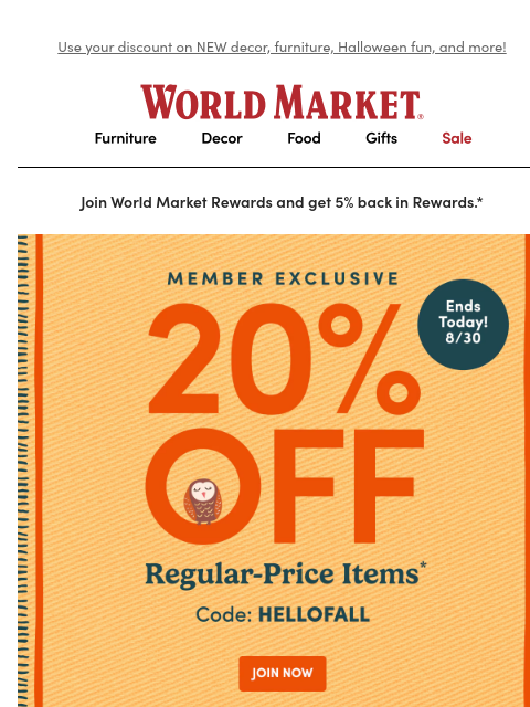 emailworldmarket newsletter: 🎉 Your 20% off Coupon ENDS TONIGHT 🎉