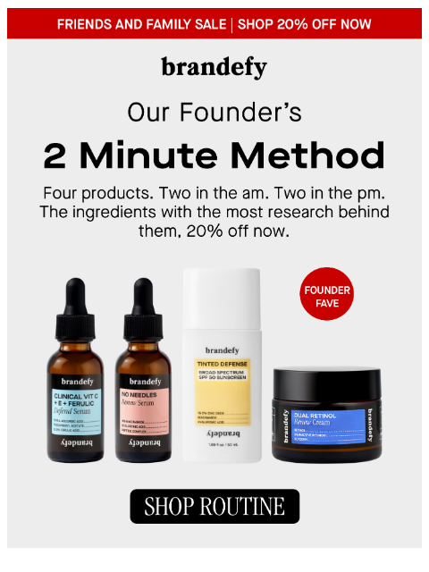 brandefyskin newsletter: Our founder’s 2 minute routine