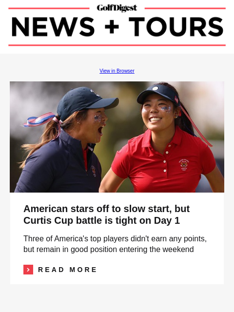 Rory frustrated with lack of PIF deal GolfDigest View in Browser Catherine Park, Jasmine Koo American stars off to slow start, but Curtis Cup battle is tight on Day 1 Three of America's top players