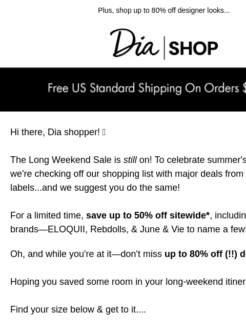 dia newsletter: Up to 50% off ELOQUII, Rebdolls, & More 💘