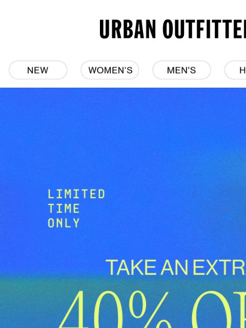 urbanoutfitters newsletter: this 🍹⛱️ + EXTRA 40% OFF SALE