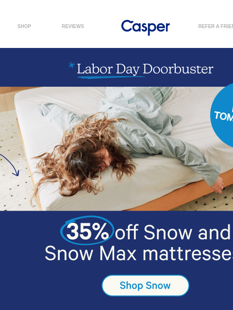 casper newsletter: Labor Day Doorbusters you’ll love.