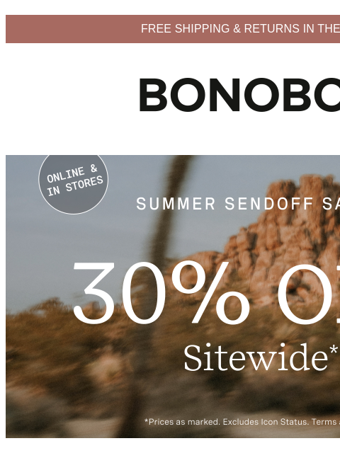 bonobos newsletter: You Gotta Hurry for Up to 70% Off Sale Items
