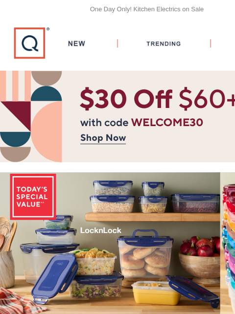 qvcemail newsletter: LocknLock 12-Piece Set + Get $30 Off