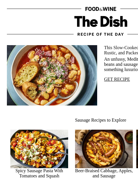 foodandwine newsletter: Gigante Beans With Sausage