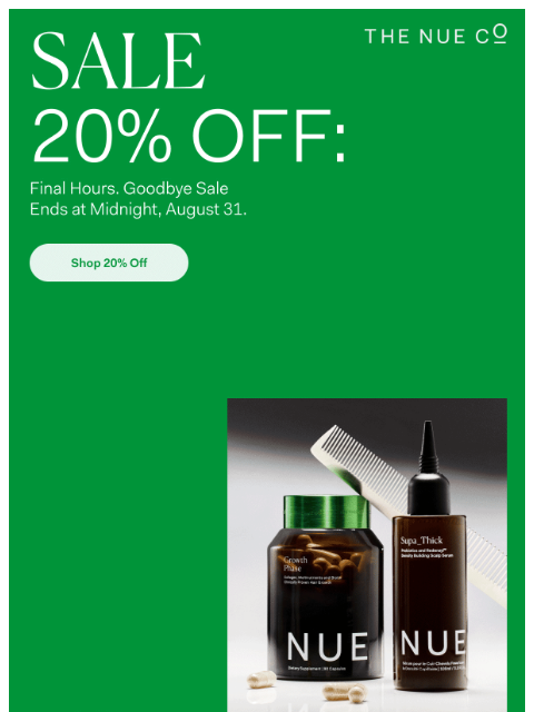 thenueco newsletter: Final Hours. Goodbye Sale Ends at Midnight