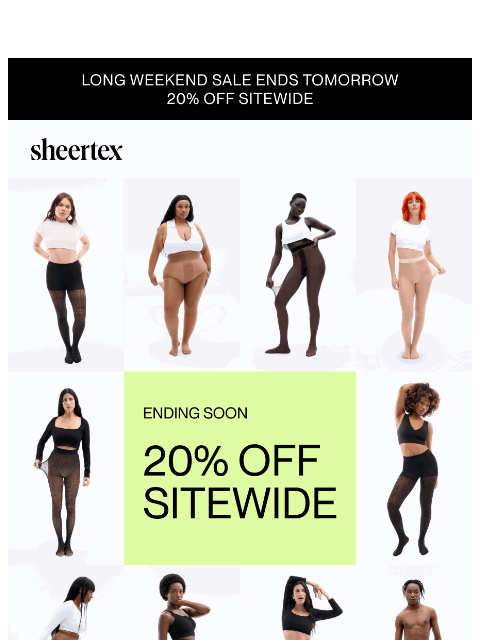 sheertex newsletter: 20% OFF SITEWIDE