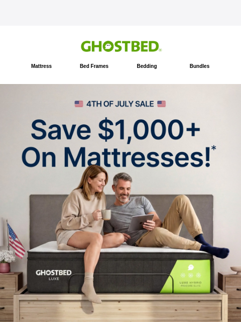 ghostbed newsletter: 🛏️ Save $1,000+ on Mattresses!