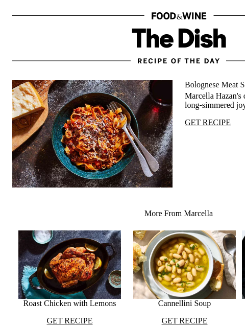 foodandwine newsletter: Bolognese Meat Sauce