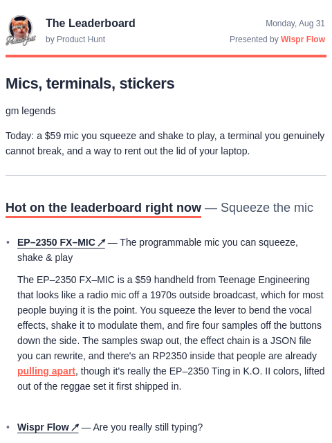producthunt newsletter: rm -rf /