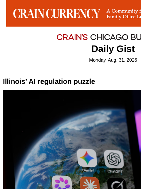 crainalerts newsletter: Illinois’ AI regulation puzzle