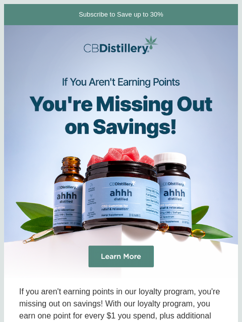 thecbdistillery newsletter: If you aren't earning points, you're missing out o...
