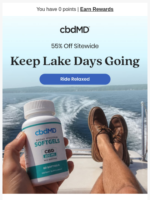 cbdmd newsletter: All Aboard For 55% Off 🛥️