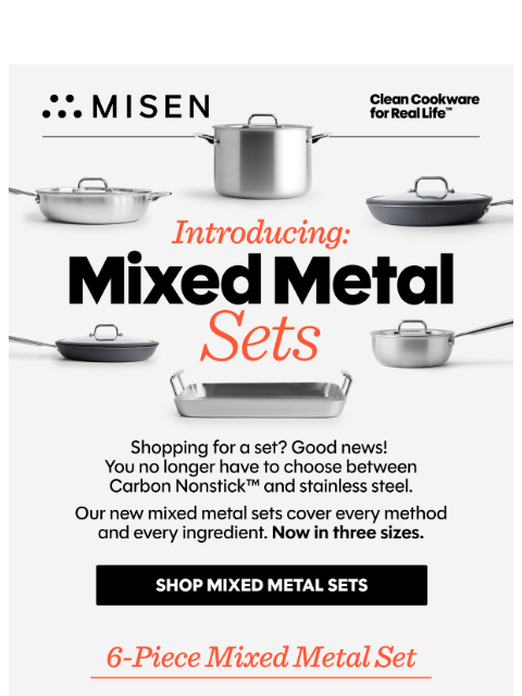 misen newsletter: Introducing Mixed Metal Cookware Sets