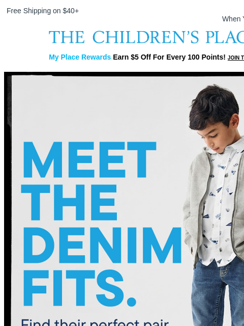 childrensplace newsletter: Denim Fits to Add to Their Rotation 👖