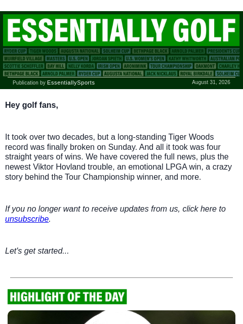 newsbreakexpress newsletter: Tiger’s Reign Is Over After 26 Years