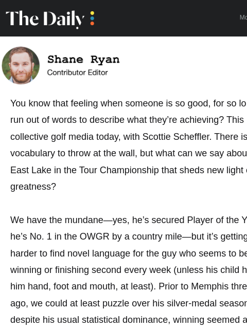 golfdigest newsletter: We no longer know what to say about Scottie Scheff...