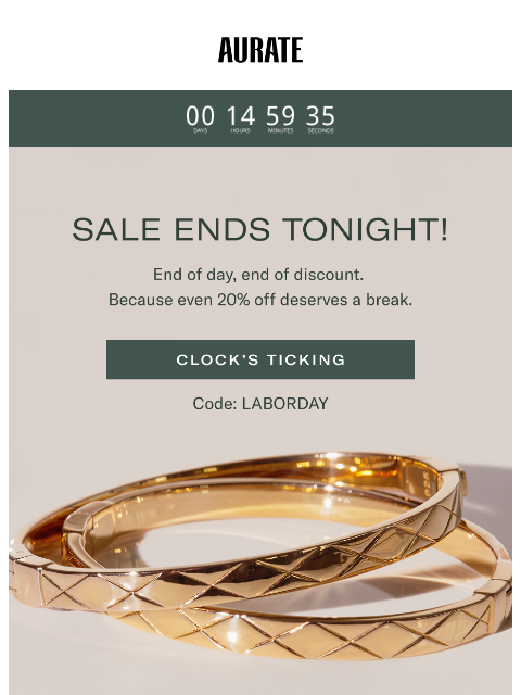 auratenewyork newsletter: LAST DAY: 20% OFF
