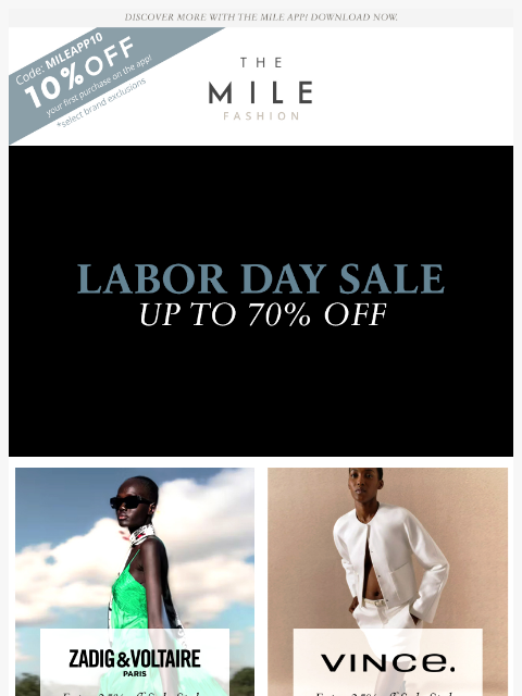 orchardmile newsletter: Labor Day = Designer Day 💼 70% Off