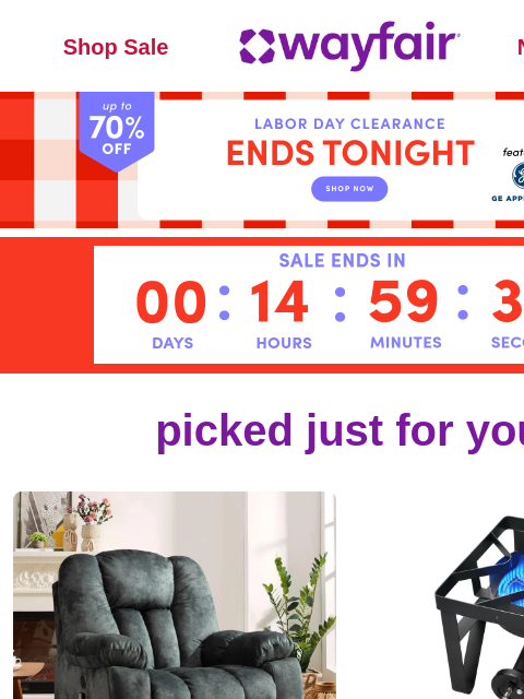 wayfair newsletter: MASSAGE CHAIRS 🚩 CLEARANCE 🚩 ENDS 🚩 TONIGHT 🚩