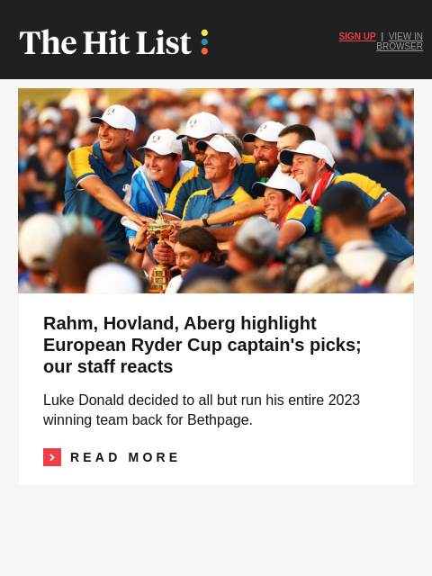 golfdigest newsletter: What to make of Europe's Ryder Cup picks