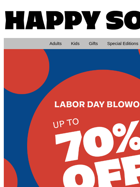 happysocks newsletter: Labor Day Blowout Deals