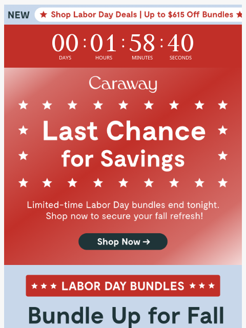carawayhome newsletter: ENDING TONIGHT: Labor Day Savings