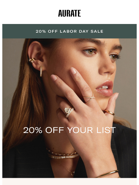 auratenewyork newsletter: 20% OFF SITEWIDE SALE