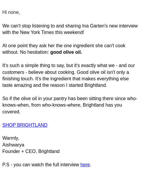brightland newsletter: The most important ingredient in your kitchen