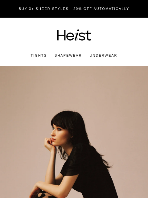 heist-studios newsletter: 20% off: the sheer tights edit