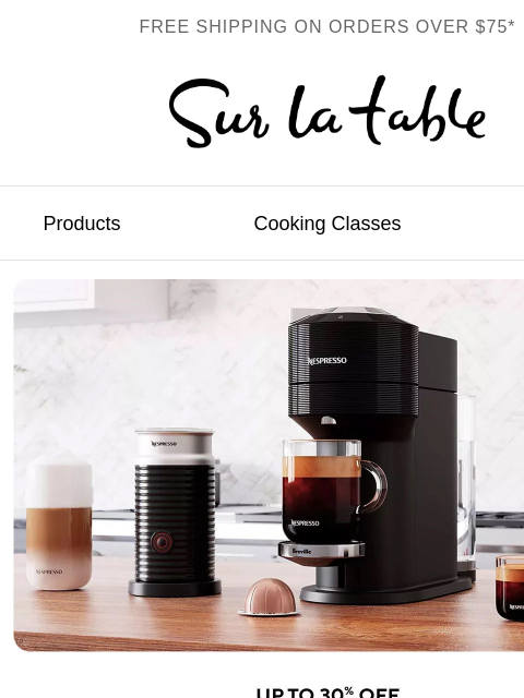surlatable newsletter: Nespresso up to 30% off.