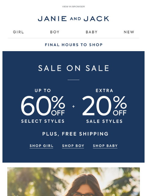 janieandjack newsletter: Only hours left for sale on sale…