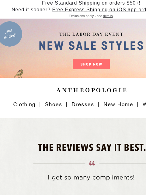 anthropologie newsletter: Top-rated styles, with good reason